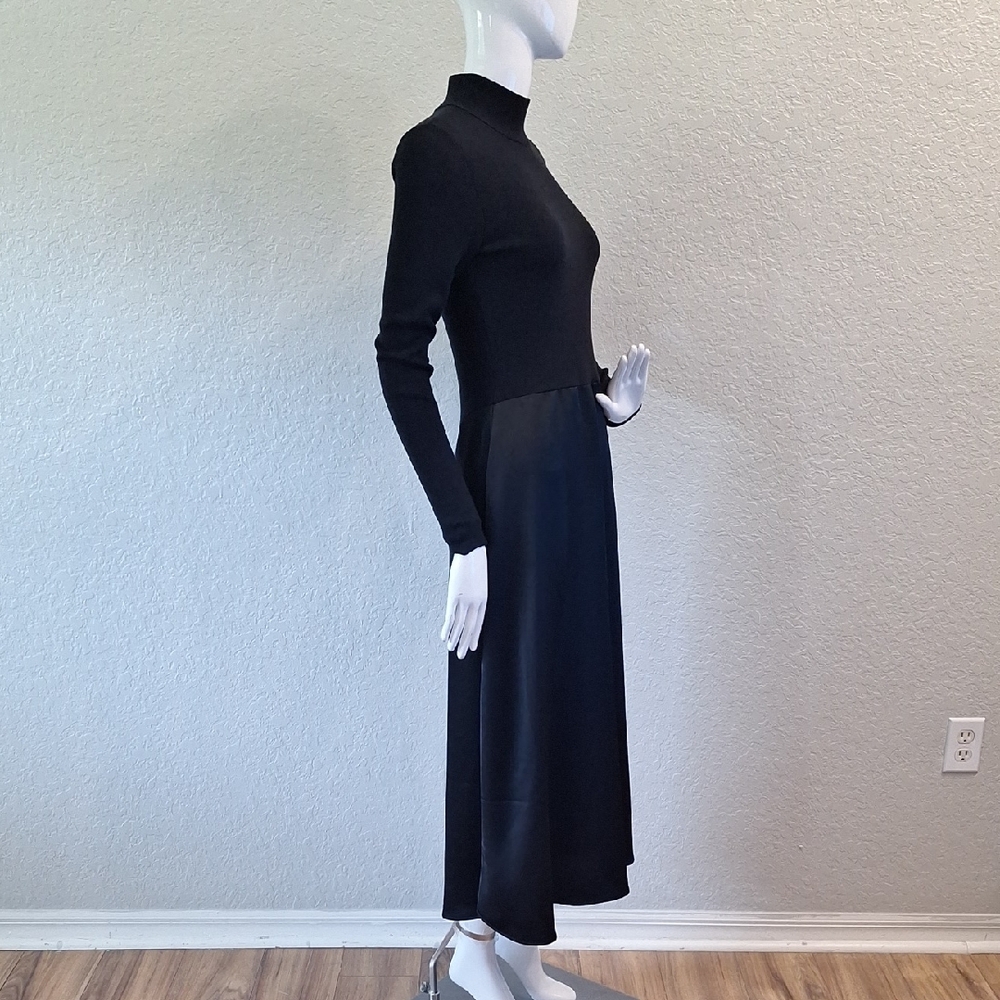 Ann Taylor Black Long Sleeve Mock Neck Sheath Dress - Picture 8 of 11